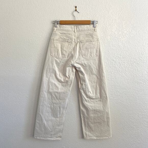 & Other Stories Cropped Wide-Leg High Rise Jeans White Ecru Denim Women’s 4 - Picture 6 of 11